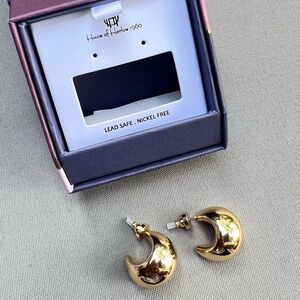 NEW House of Harlow 1960 Chunky Hoop Earrings Gold with box NIB